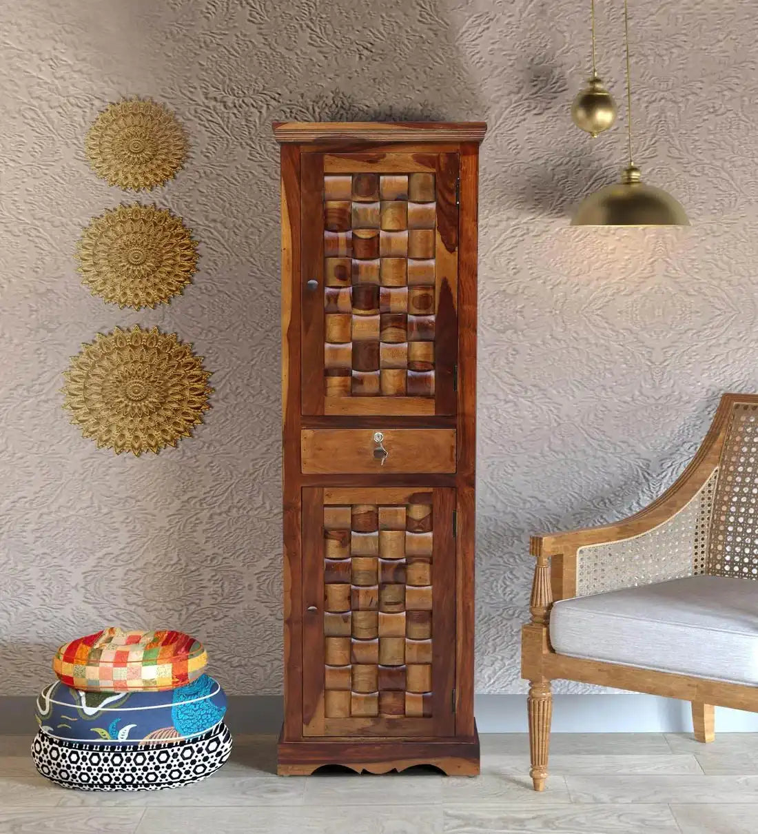 Niware wooden single door wardrobe compact storage cabinet India