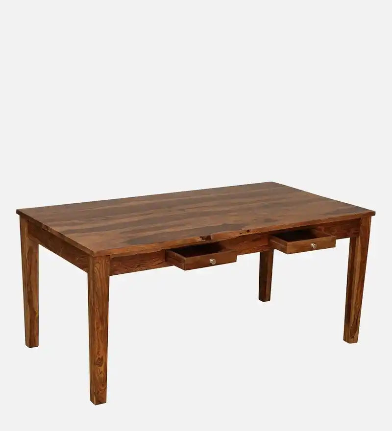 Oslo wooden dining table with drawers made from solid sheesham wood for home use