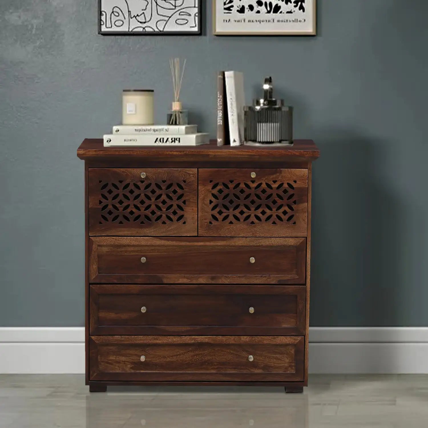 Penza bedroom storage drawer unit crafted in solid sheesham wood furniture India