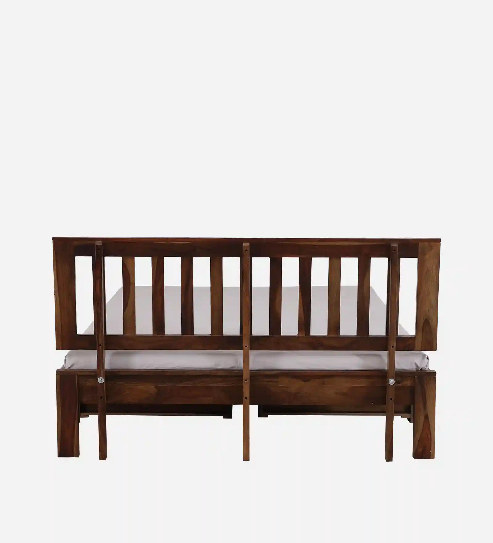 polished sheesham wood drawer storage bed queen size surface look india