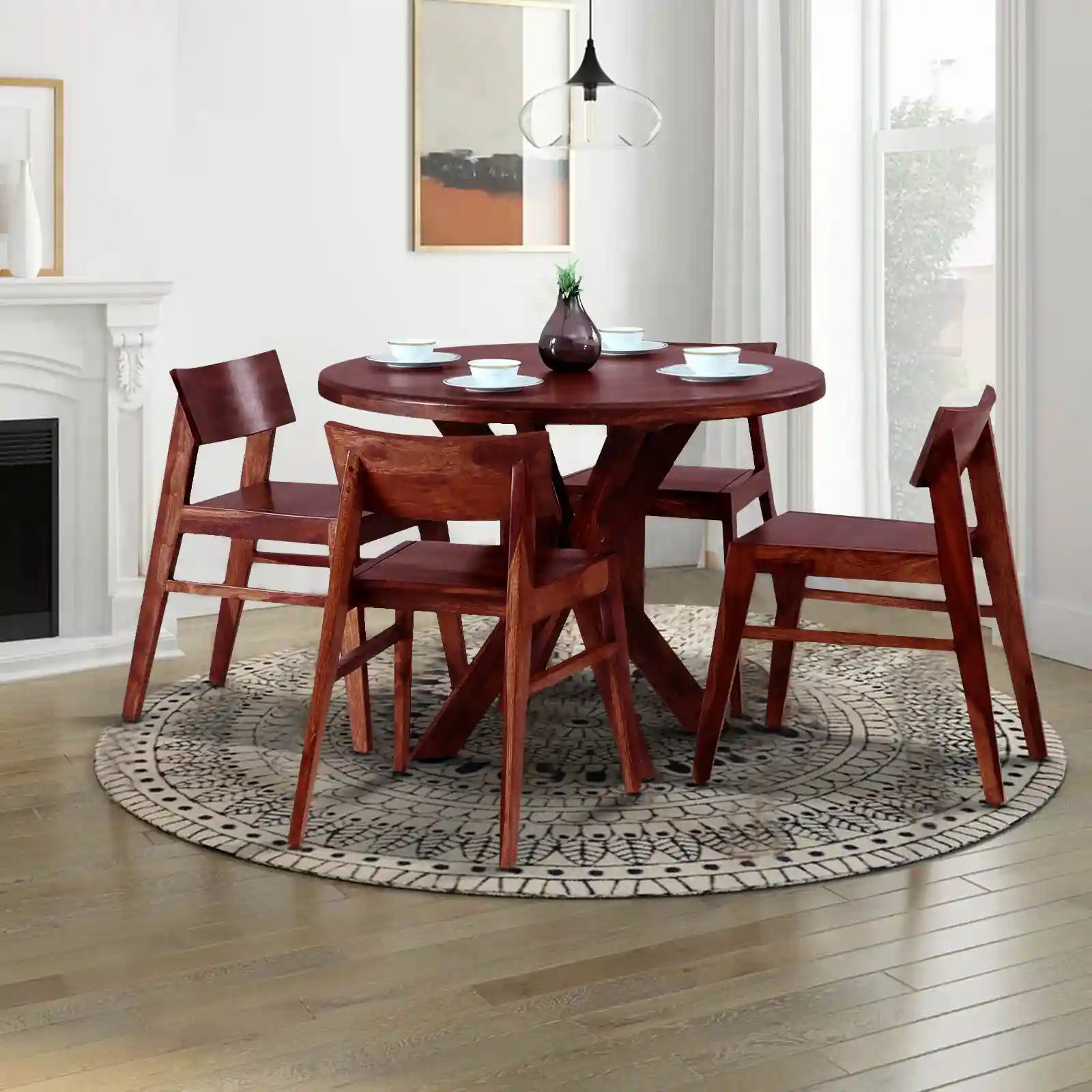 Premium Drew wooden dining table set four seater strong frame durable furniture