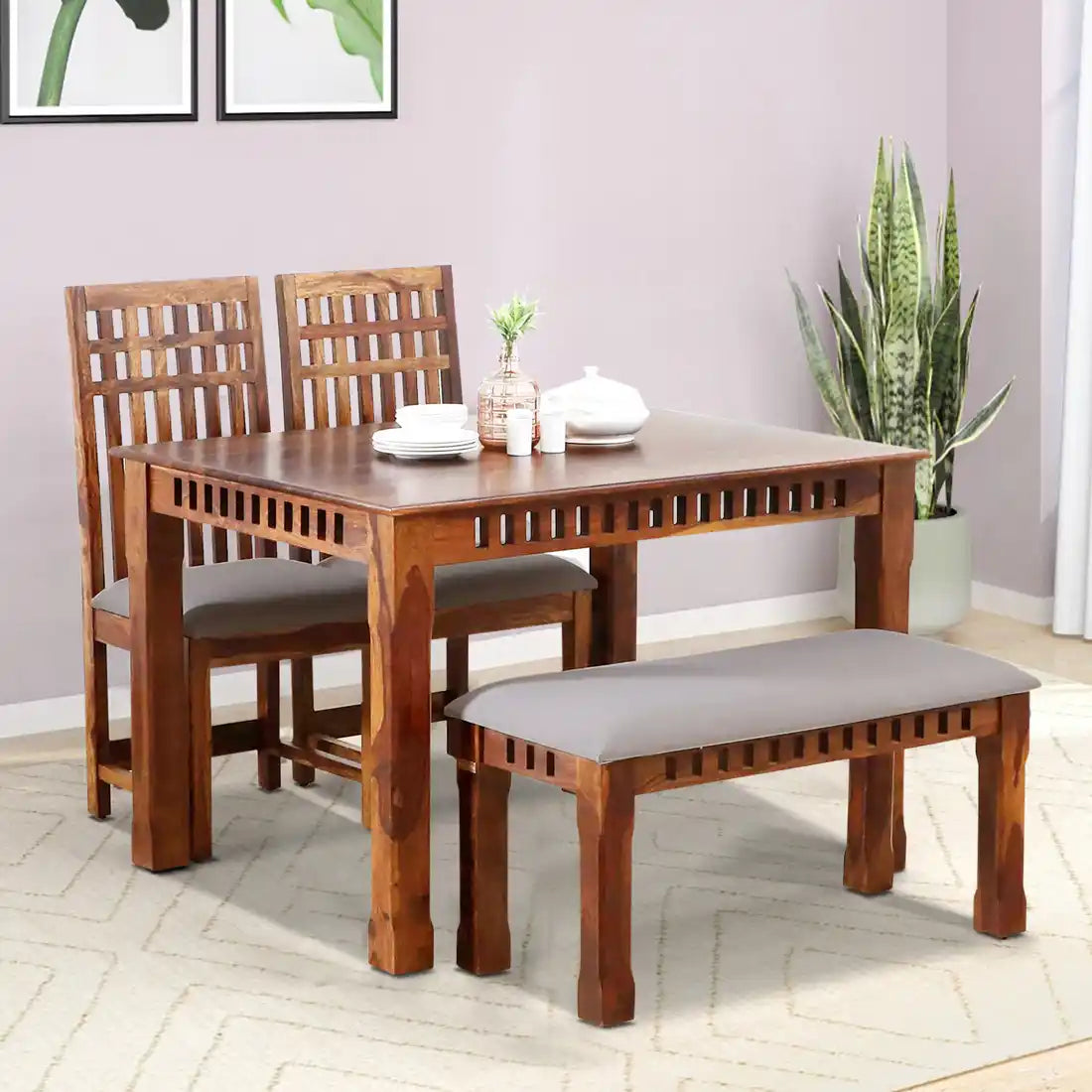 Premium Oasis solid wood dining set four seater luxury furniture India