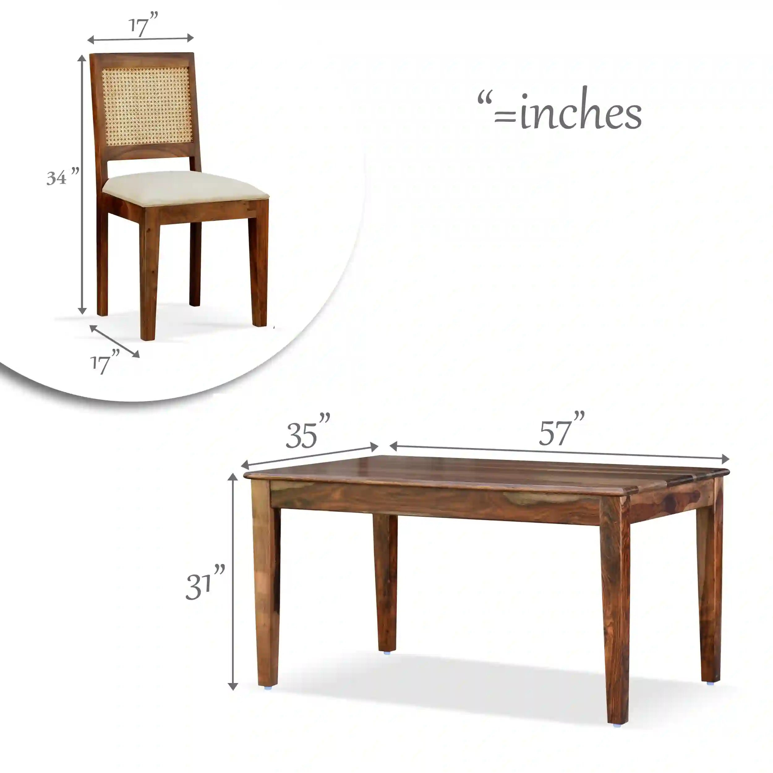 Premium rattan solid wood 6-seater dining table set for luxury home furniture India