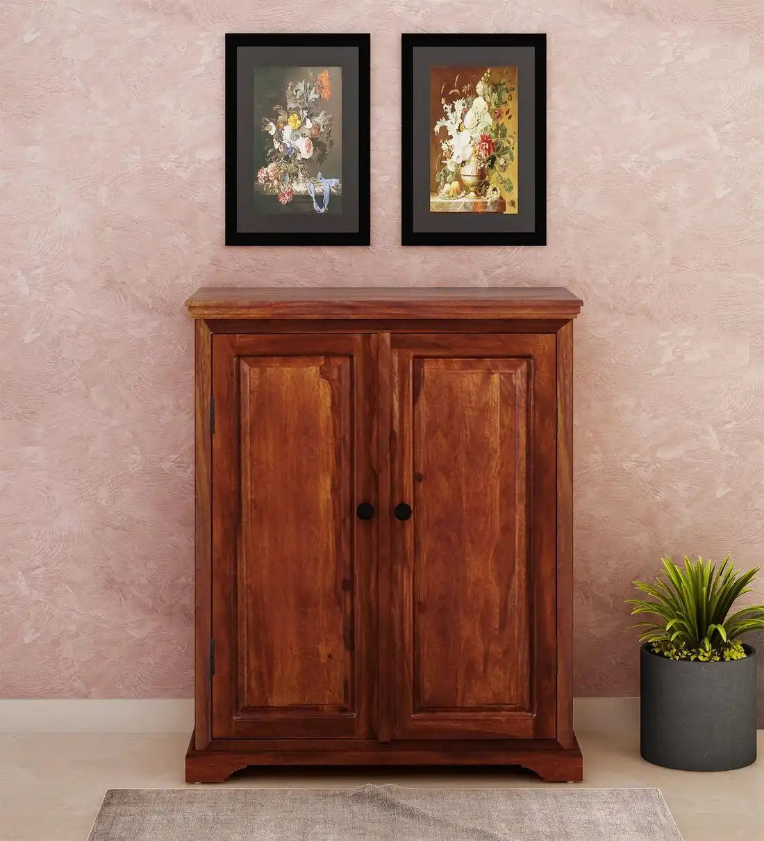 Premium sheesham wood shoe rack for home entryway furniture with stylish finish