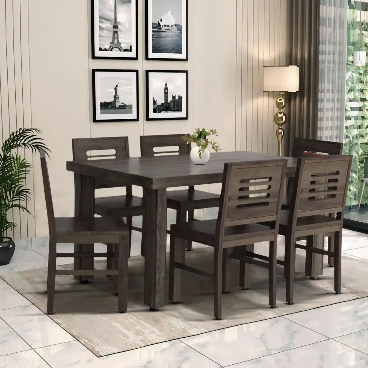 Premium sheesham wood six seater dining table Acro design for stylish interiors