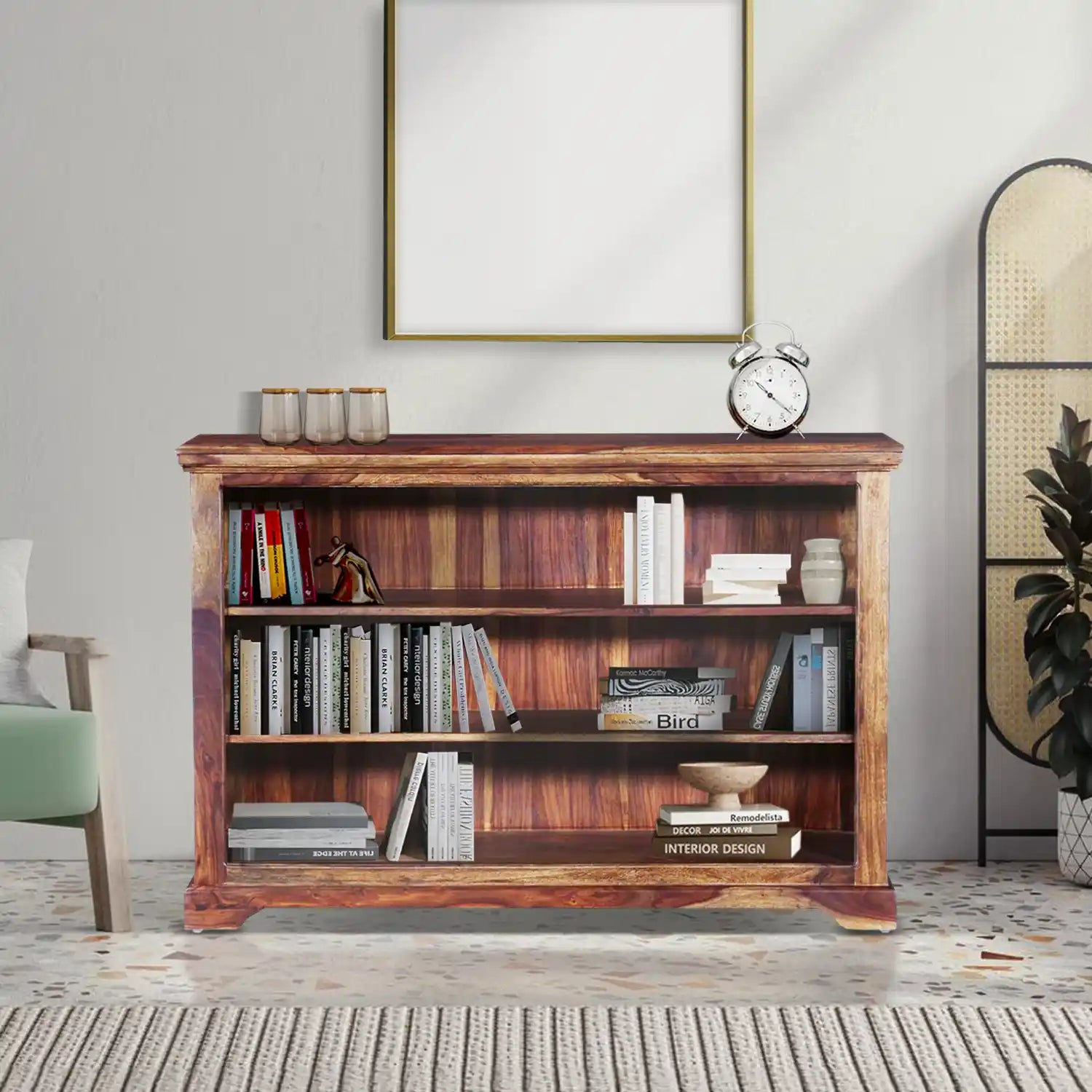 Premium solid wood bookshelf sheesham bookcase modern storage design