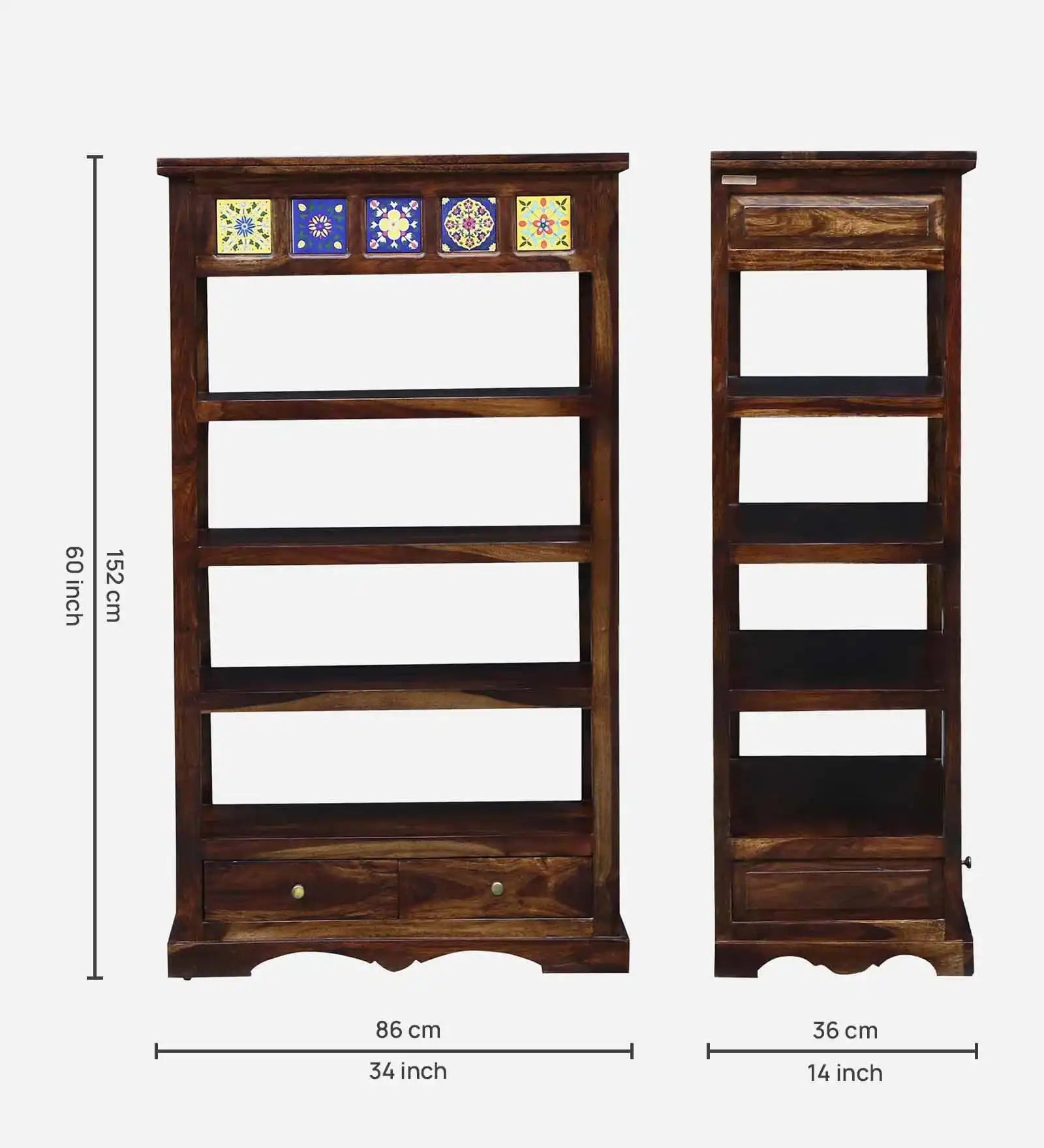 Premium solid wood bookshelf sheesham bookcase modern storage design