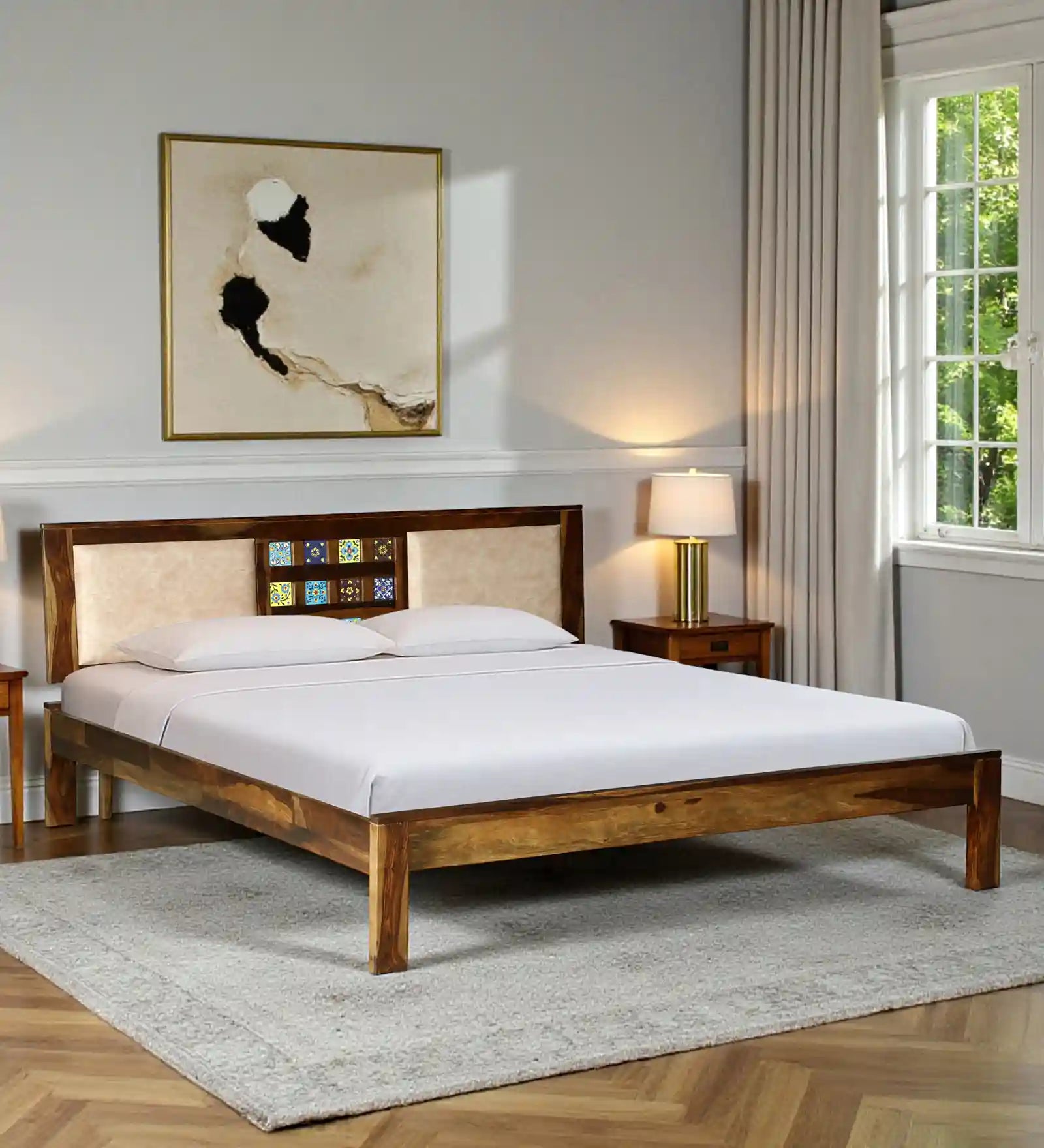Anamika Sheesham Wood King Size Bed Without Storage