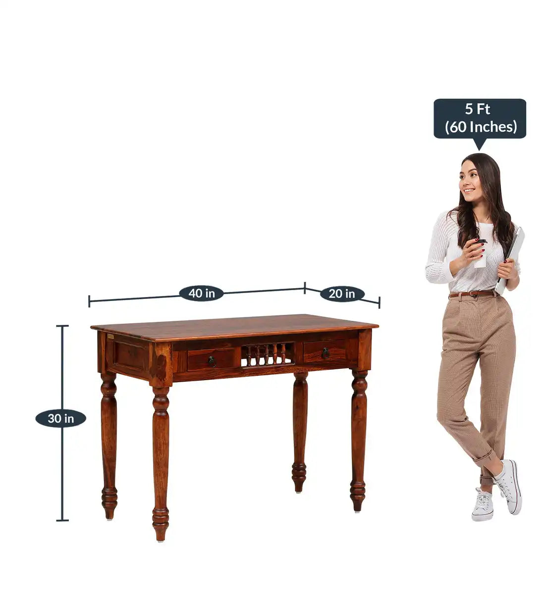 Premium solid wood study table sheesham classic writing desk India