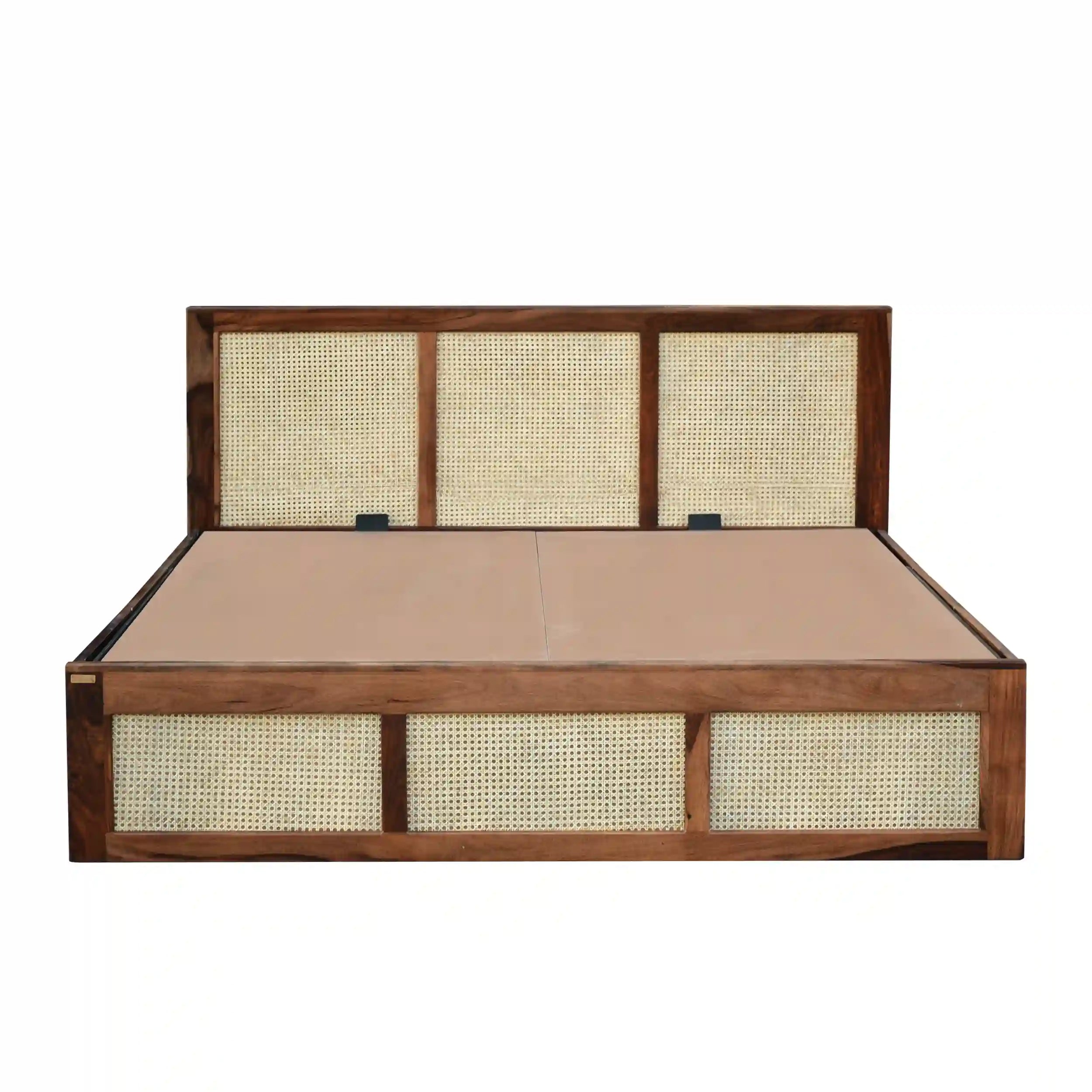 rajwada furnish solid wood cane bed hydraulic storage king queen size furniture india