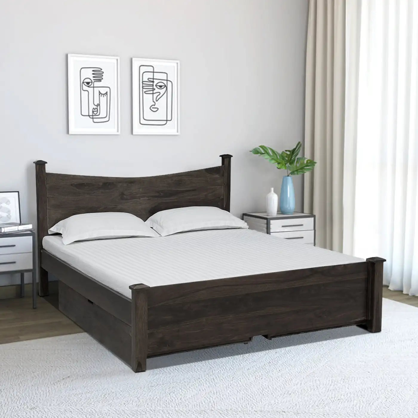 rajwada furnish polo solid sheesham wood king size box storage bed india