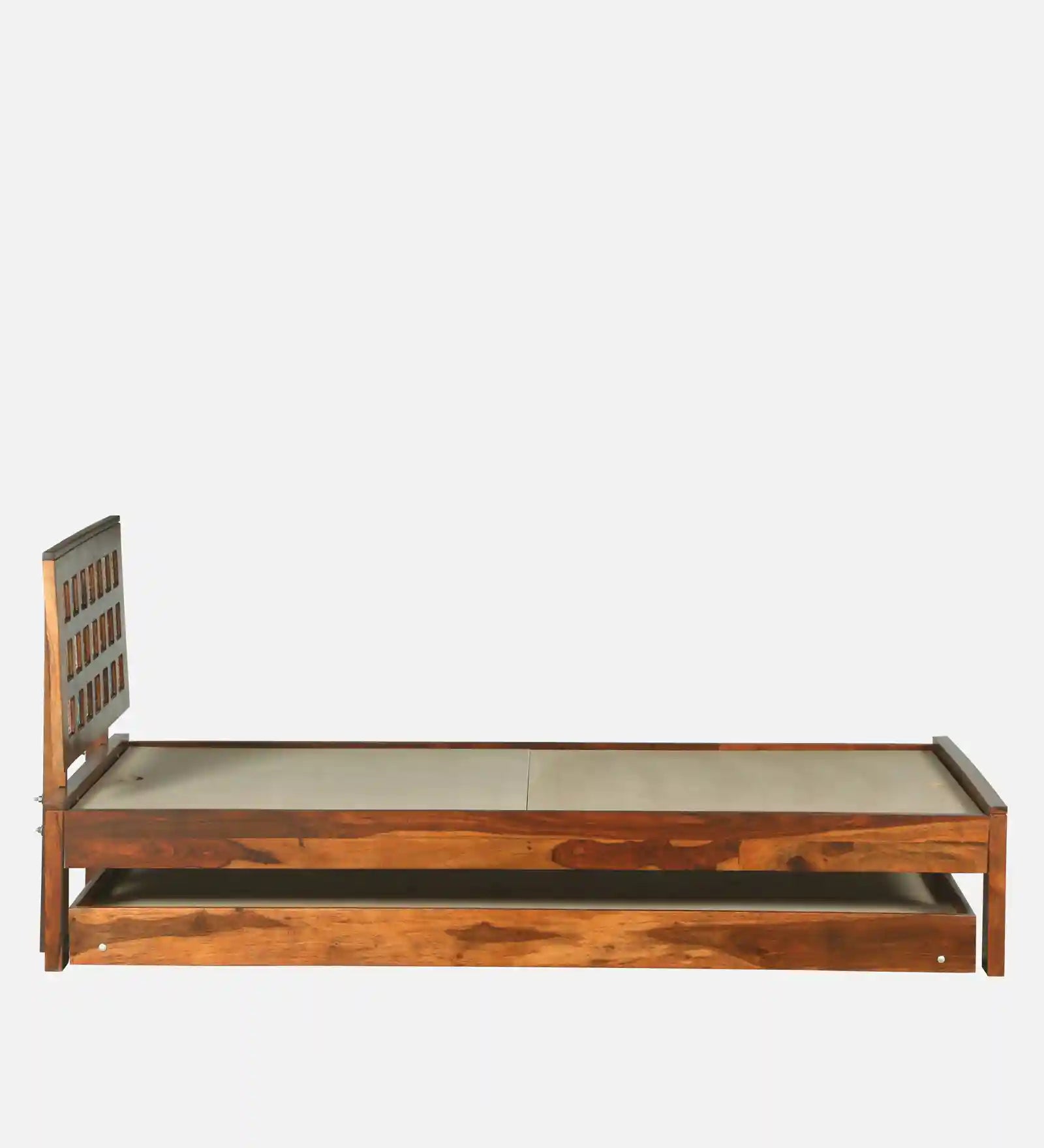 Rattan cane single bed minimal design solid wood bed frame India
