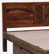 Elista Solid Wood Bed With Drawer Storage In Rustic Teak Finish  By Rajwada
