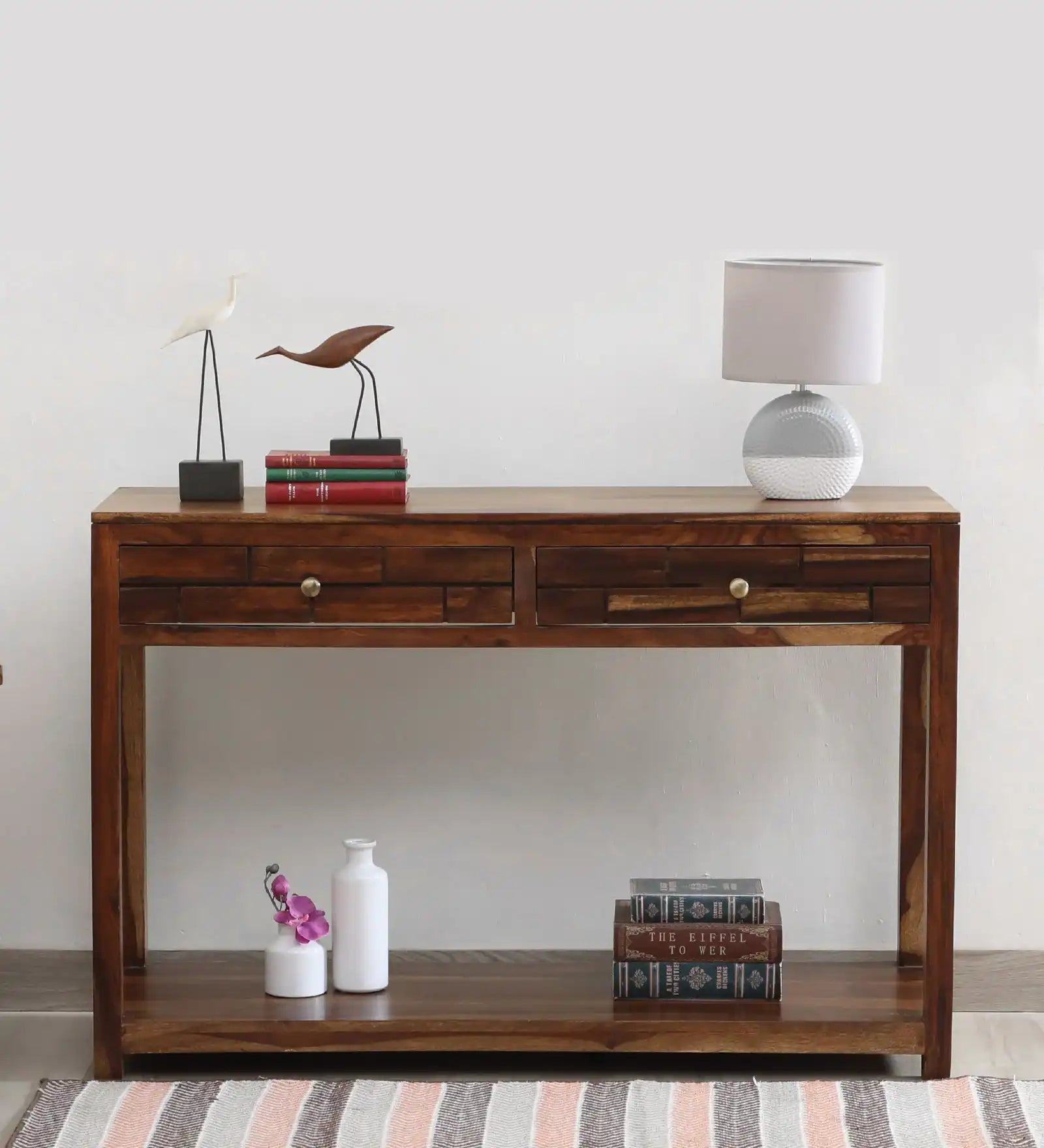 Rudra luxury console table in solid wood designer piece for premium entryway furniture India