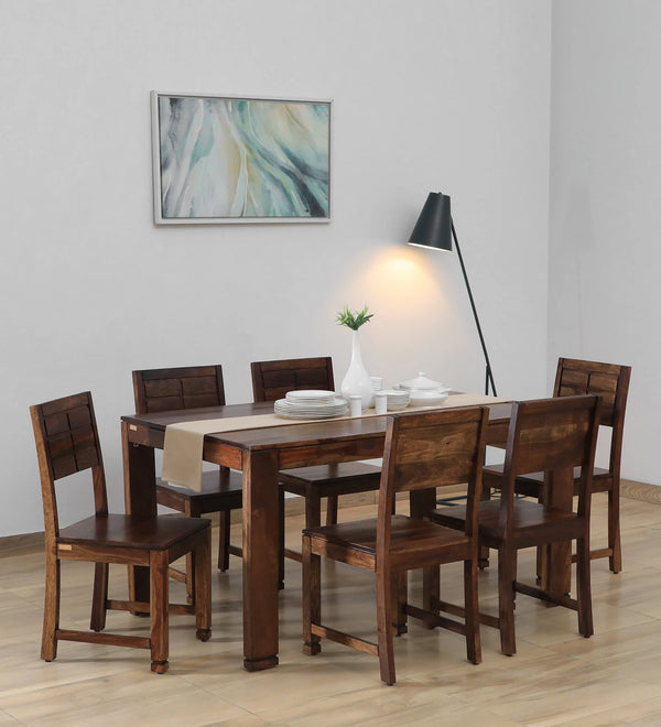 Moscow  Solid Wood 6 Seater Dining Set In Provincial Teak Finish By Rajwada