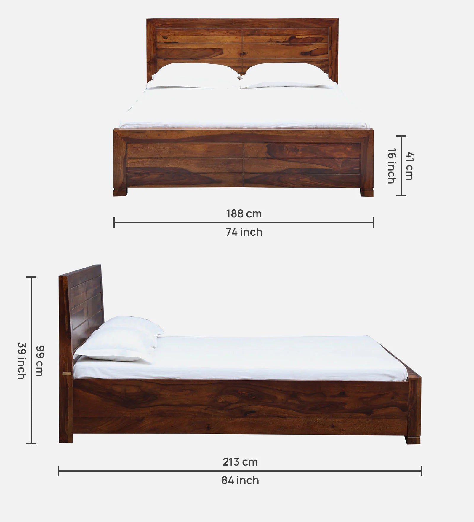 Moscow Solid Wood Bed With Box Storage In Provincial Teak Finish By Rajwada - Rajwada Furnish
