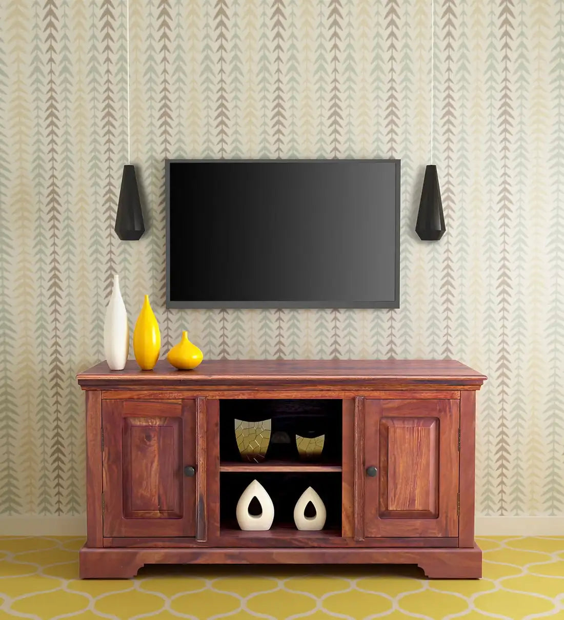 Stylish Kanishka sheesham solid wood TV unit cabinet for modern homes