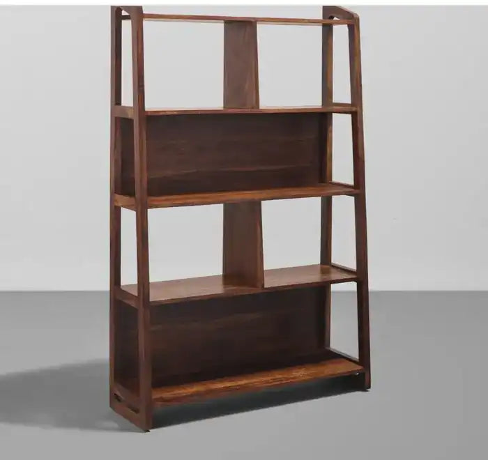 Sheesham wood bookshelf open display storage rack for living room