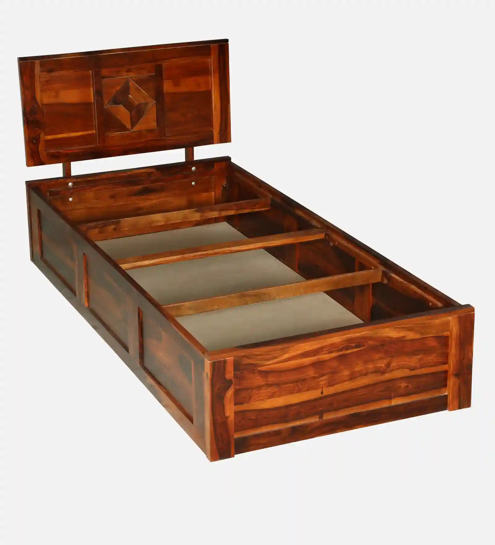 Sheesham wood single bed with storage Shraya premium wooden bed India