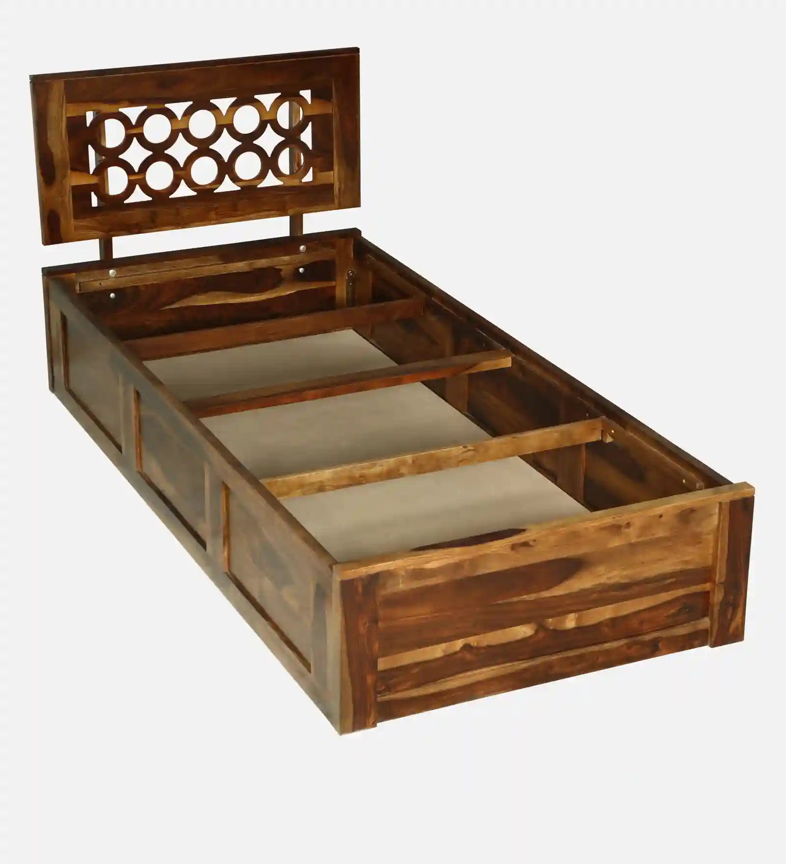 Sheesham wood single bed with storage Vainika premium bed India