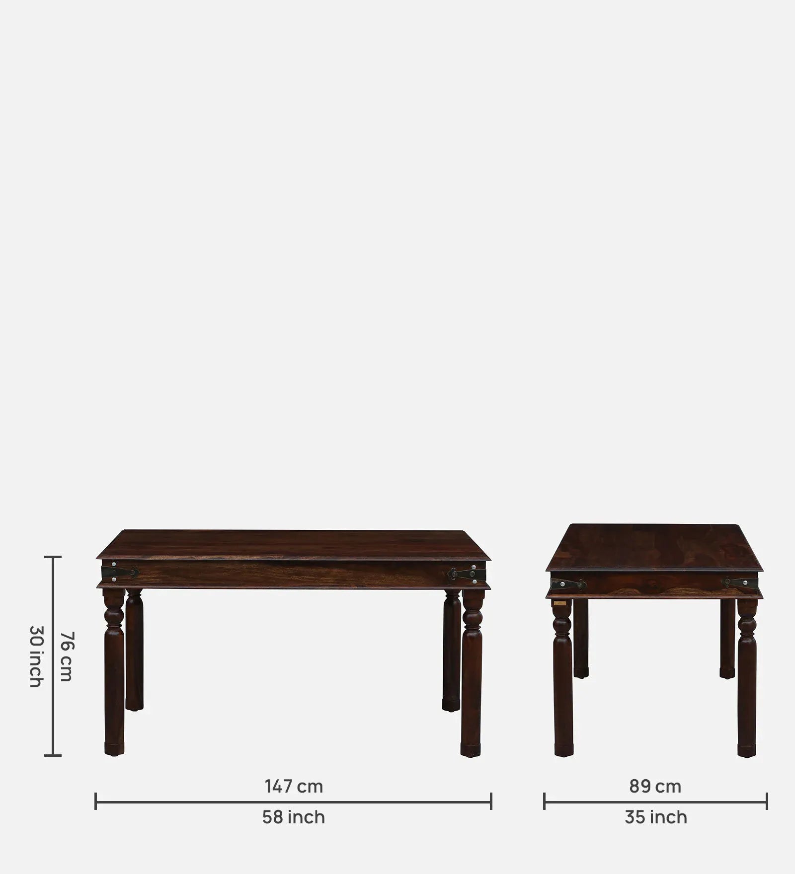 Sheesham wood six-seater dining set with bench Samrita comfortable family furniture