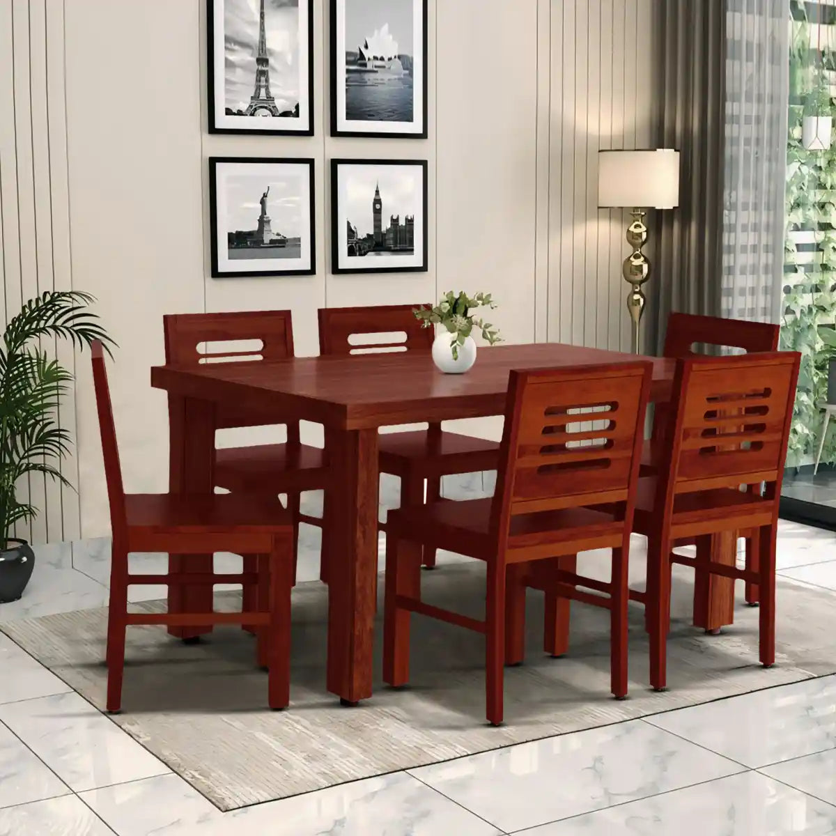Sheesham wood six seater dining table Acro collection made from durable solid wood