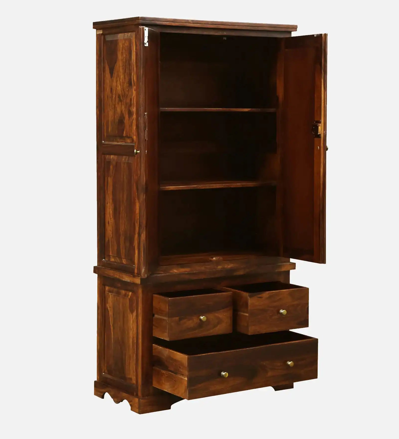 Sheesham wood two door wardrobe Anamika traditional bedroom almirah India