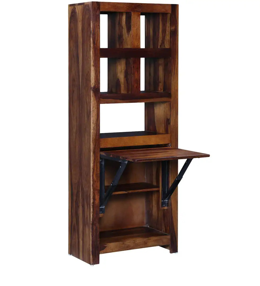 Sheesham wood workstation with storage shelves study table furniture