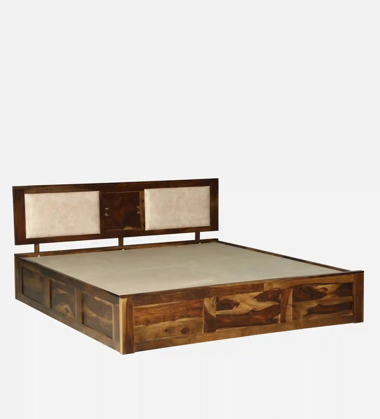 sheesham wood king size bed upper surface layout box storage bed india