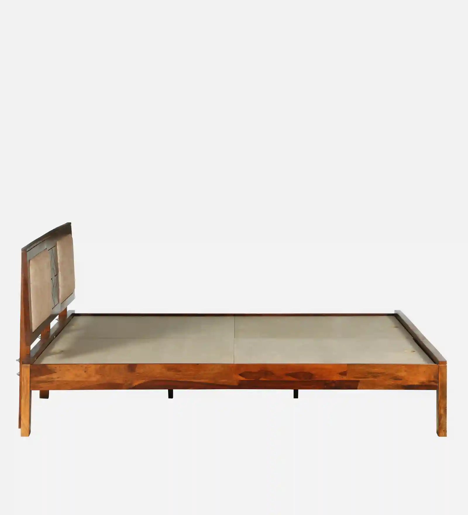 shraya queen size sheesham wood bed without storage teak finish premium wooden bed