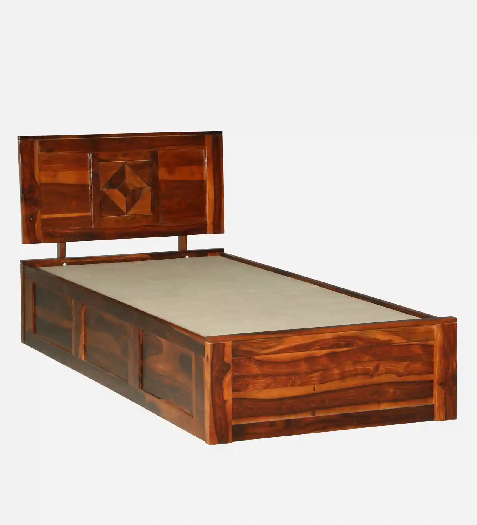 Shraya solid wood single bed box storage strong wooden bed frame India