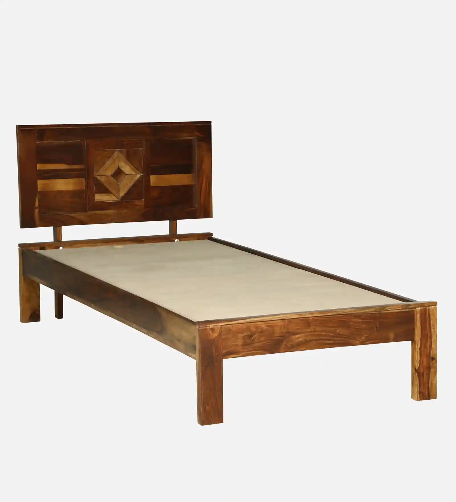 Shraya solid wood single bed clean design wooden bed frame India