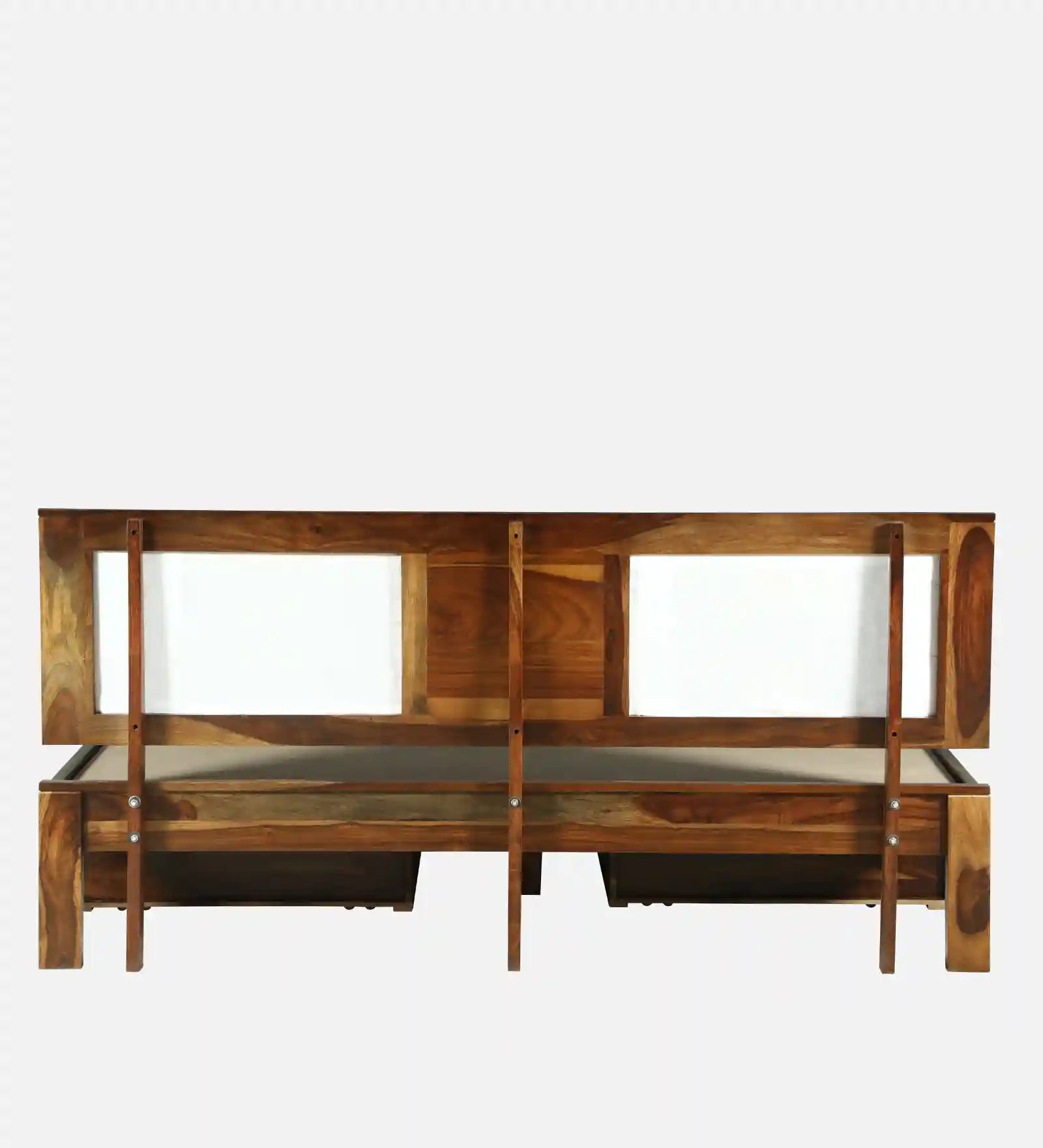sheesham wood drawer storage bed teak tone finish king size bed india
