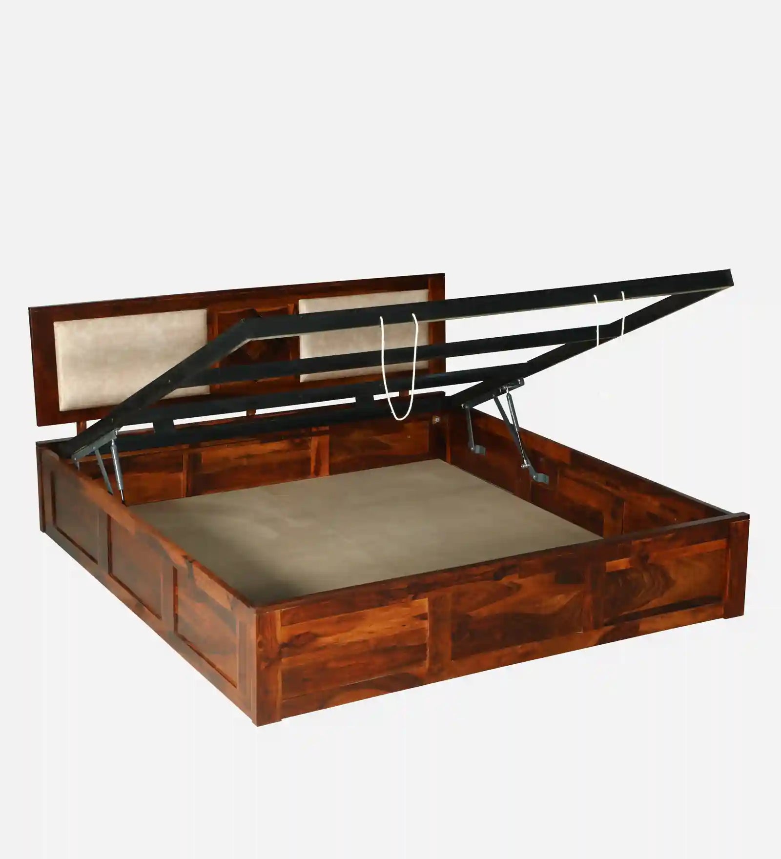 Shraya wooden king bed hydraulic storage durable build