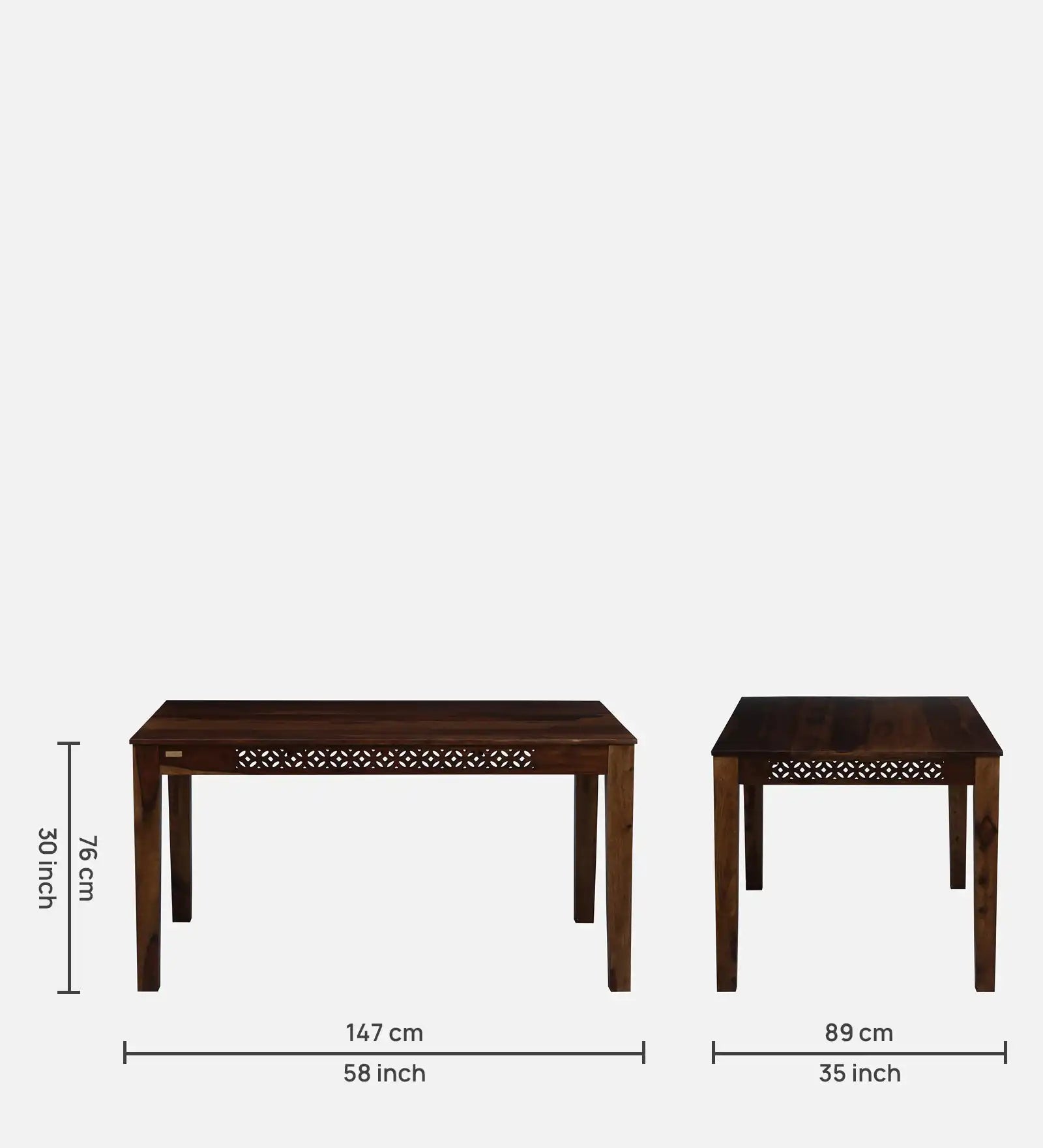 Six-seater dining set with bench Penza solid sheesham wood table set for family dining