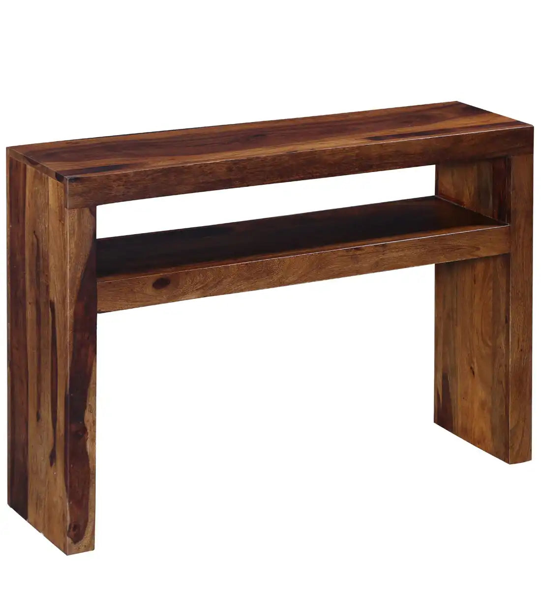 Slim entryway console table in sheesham wood for space saving design