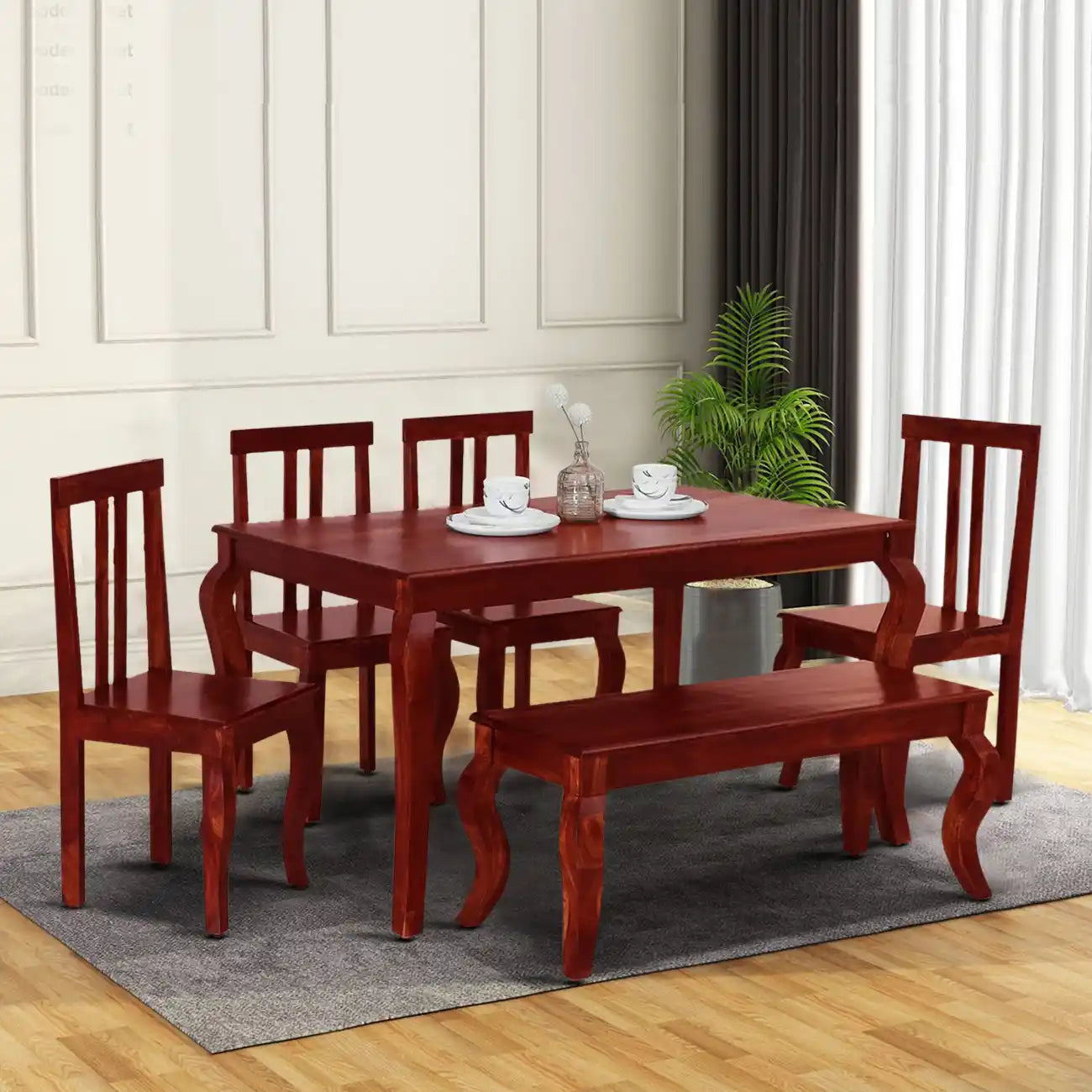 Solid sheesham wood six-seater dining table set Cairo design strong and durable furniture