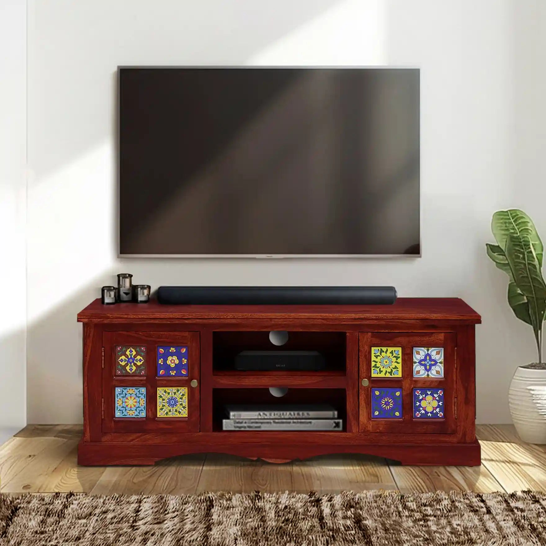 Solid sheesham wood tv unit Anamika modern tv cabinet design