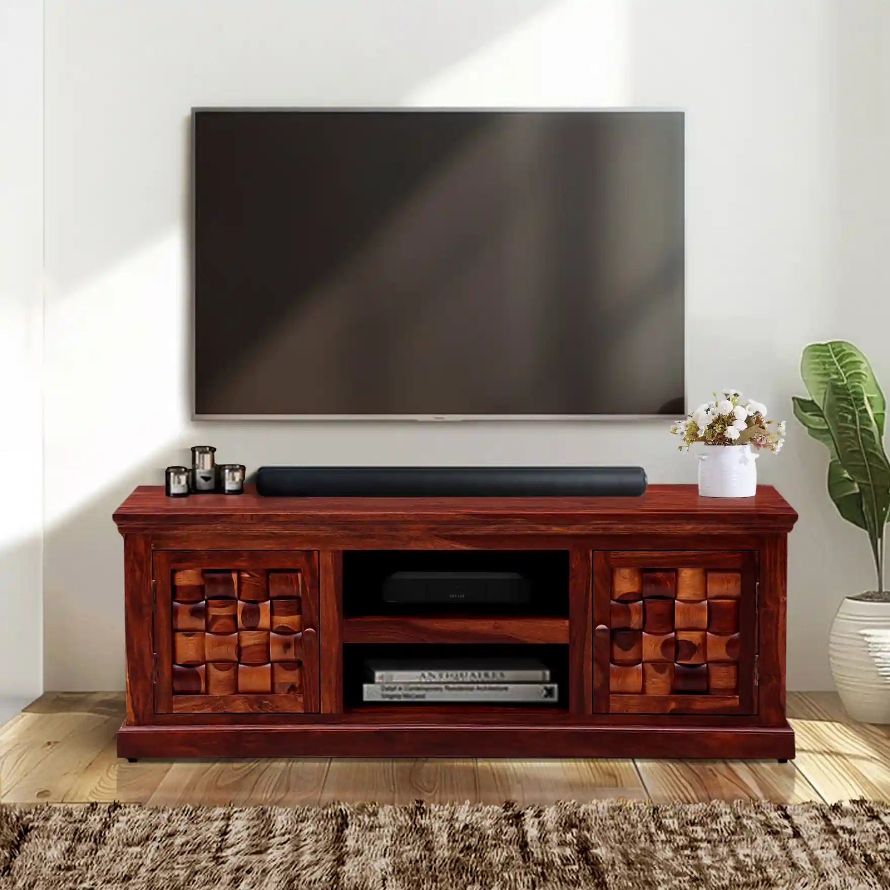 Solid sheesham wood tv unit Niware traditional tv cabinet design