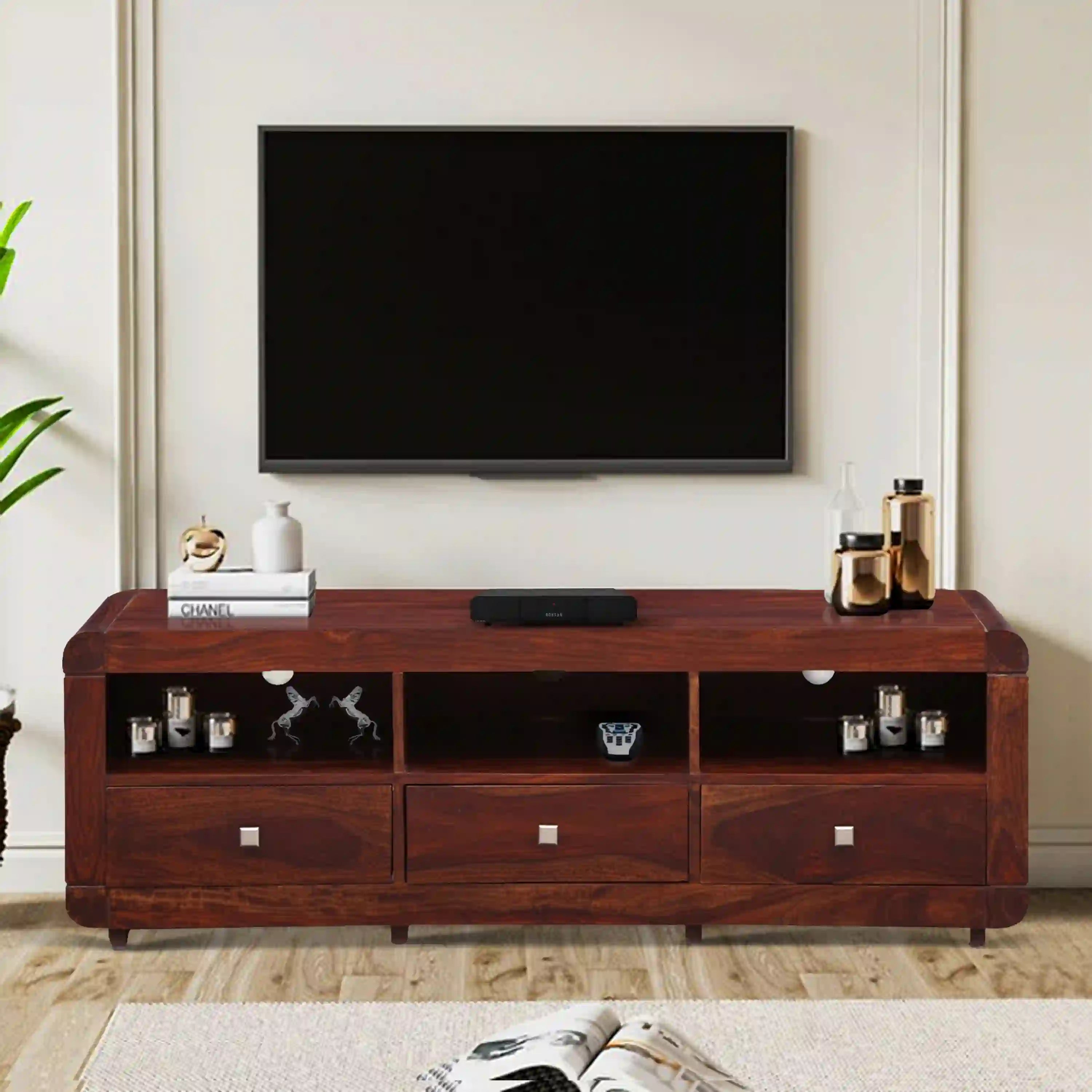 Solid sheesham wood tv unit Ontario modern tv cabinet design