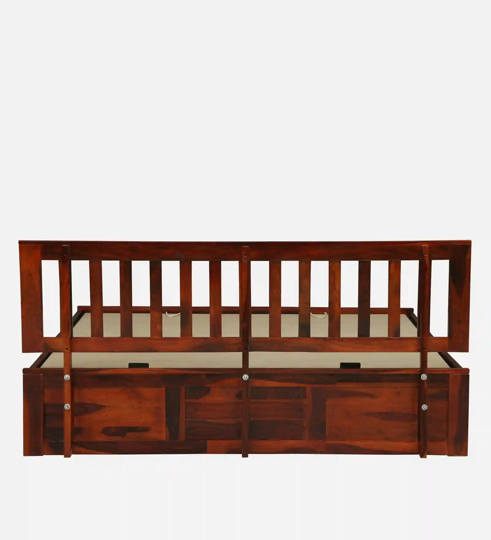Solid wood queen size bed frame with hydraulic storage