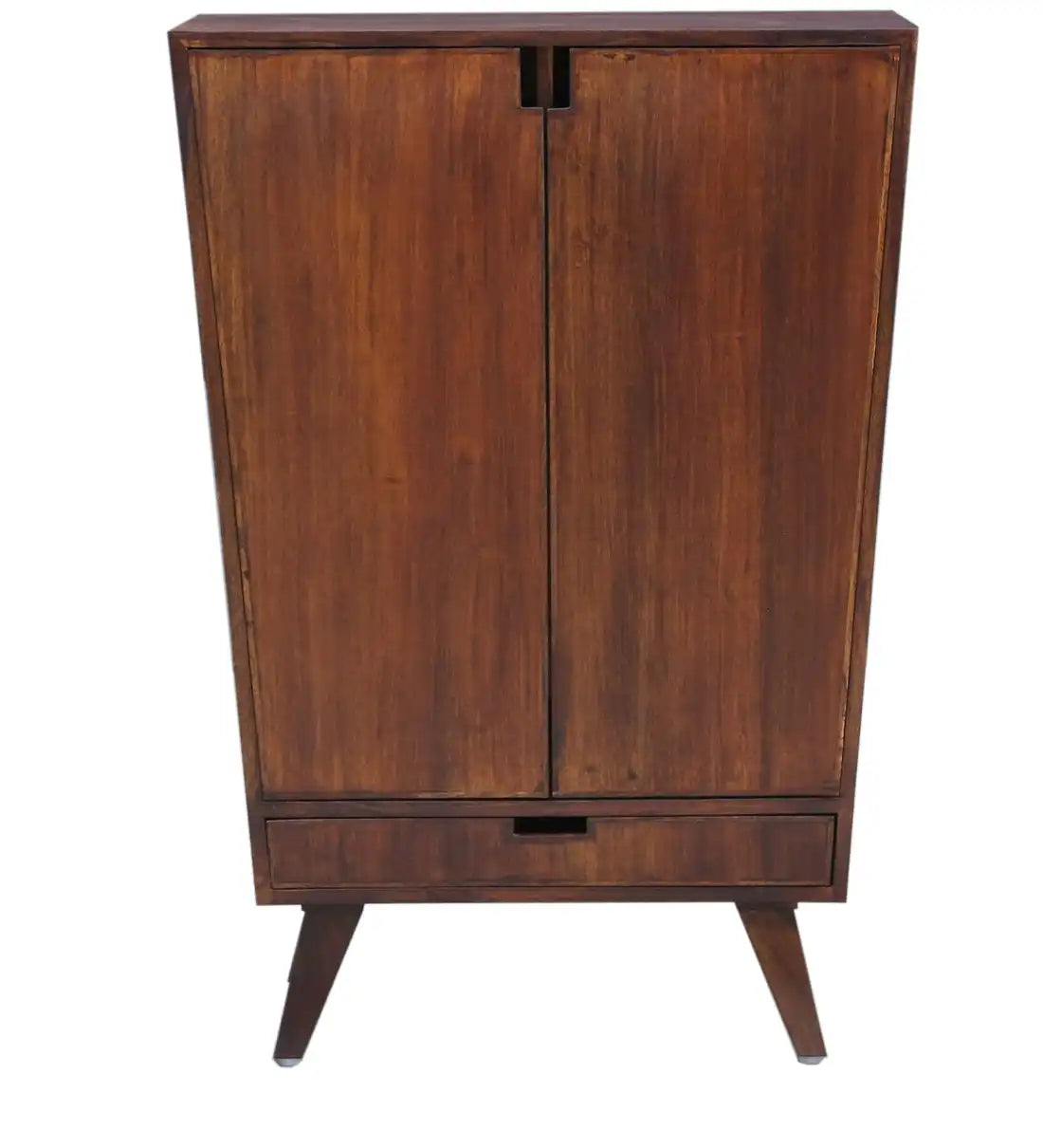 Solid wood bar cabinet with bottle storage for organized home bar setup