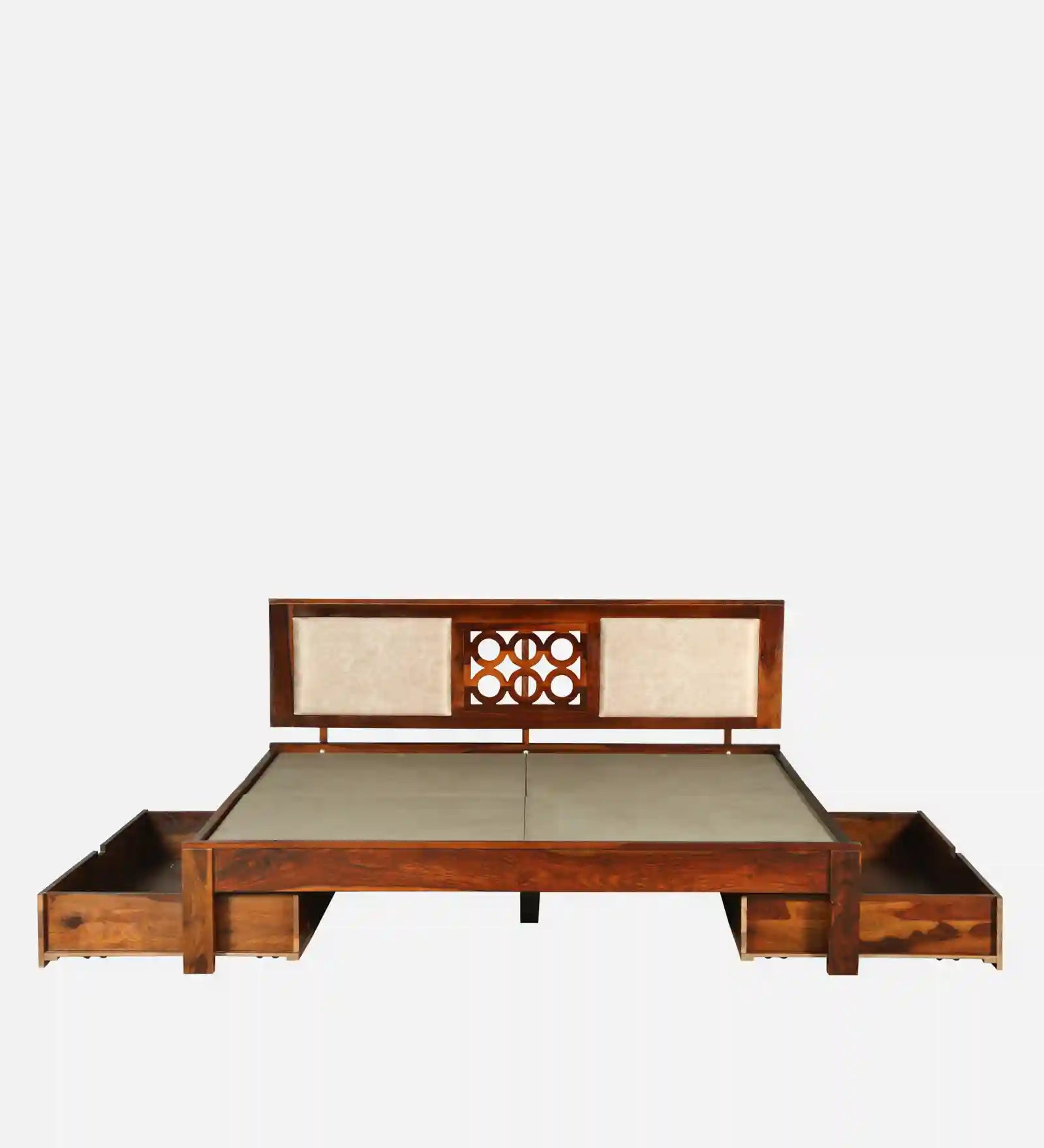 solid sheesham wood bed drawer side assembly queen size storage bed india