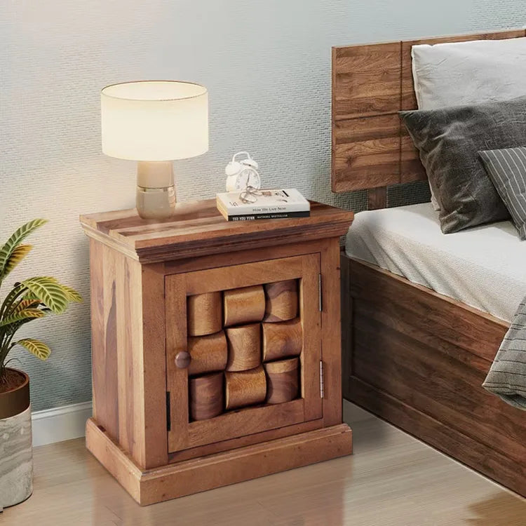 Solid wood bedside table Niware sheesham finish India