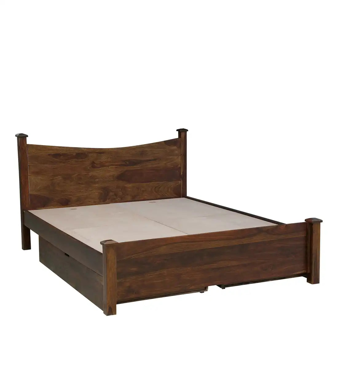 solid sheesham wood box storage bed side view polo king size wooden bed india