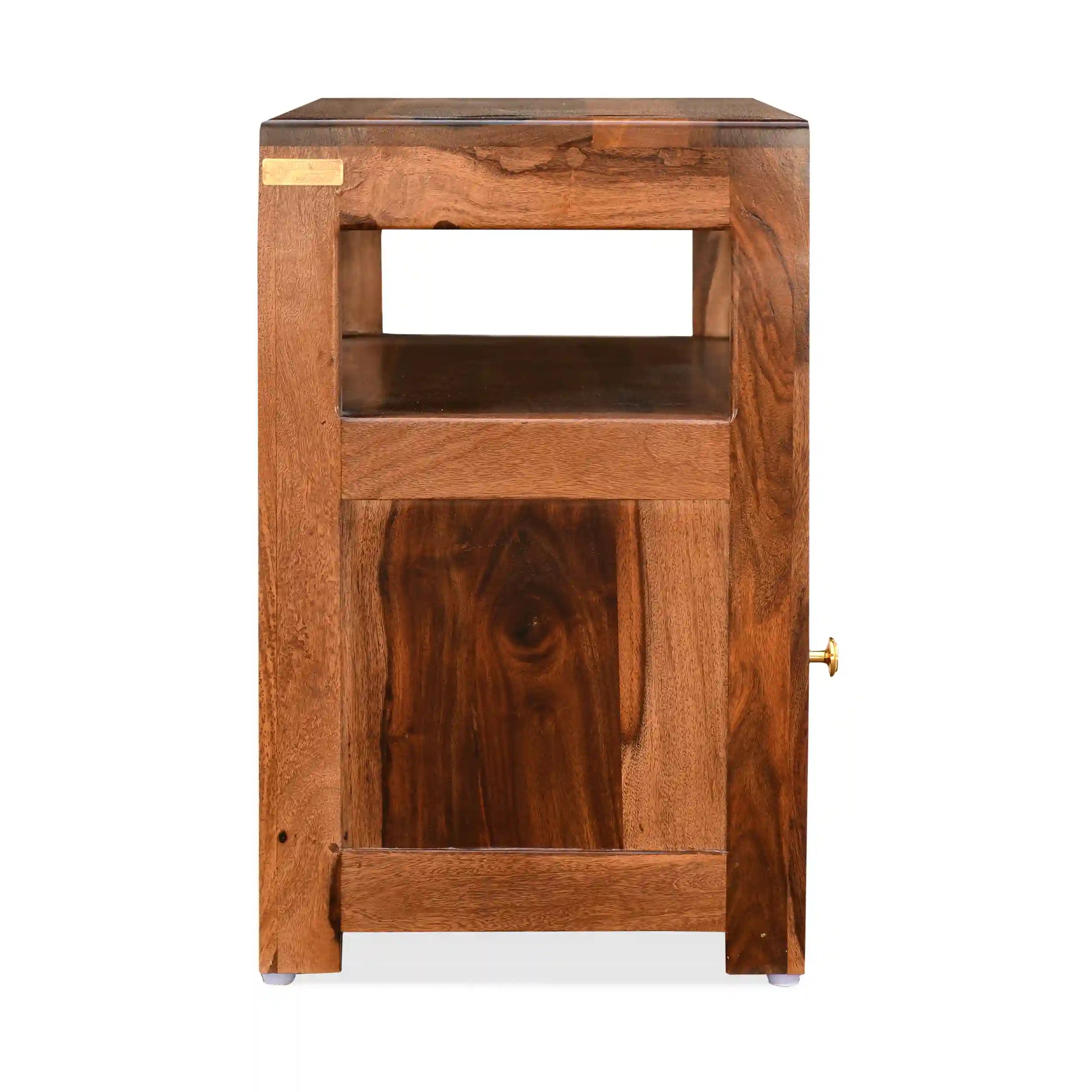 Solid wood cane bedside table modern bedroom furniture India