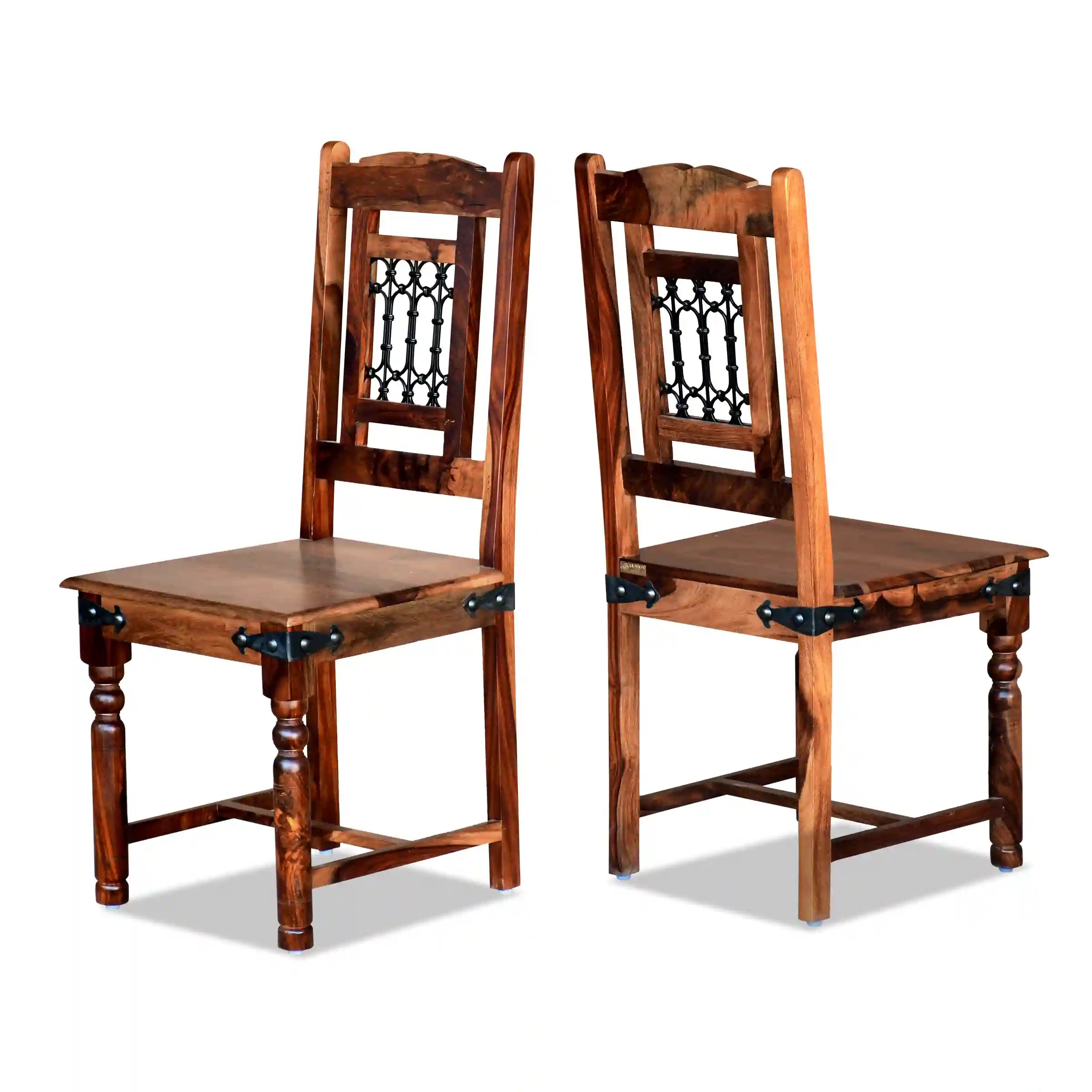 Solid wood four seater dining table set Haveli design with durable and modern finish