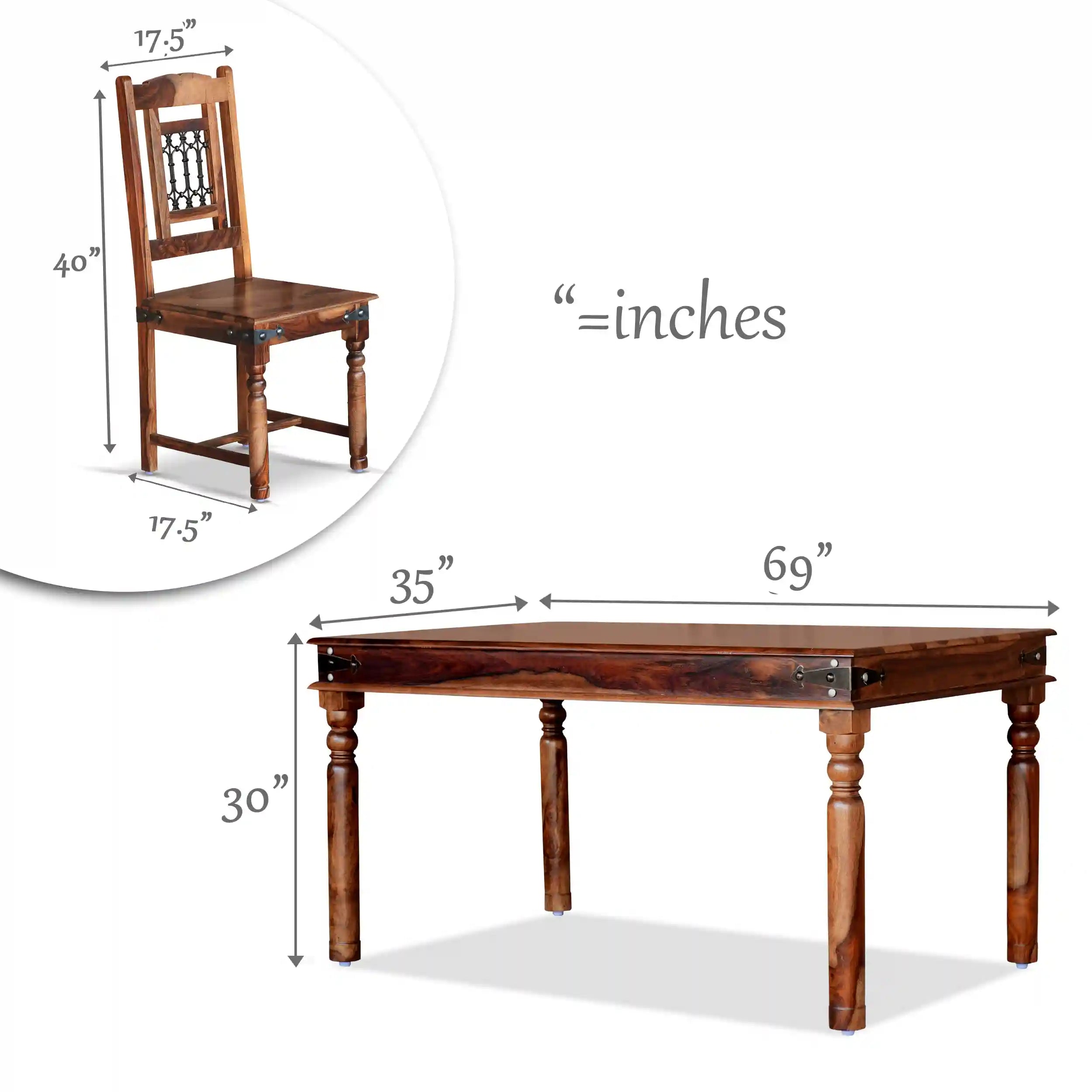 Solid wood Haveli six-seater dining set sheesham wood furniture for Indian homes