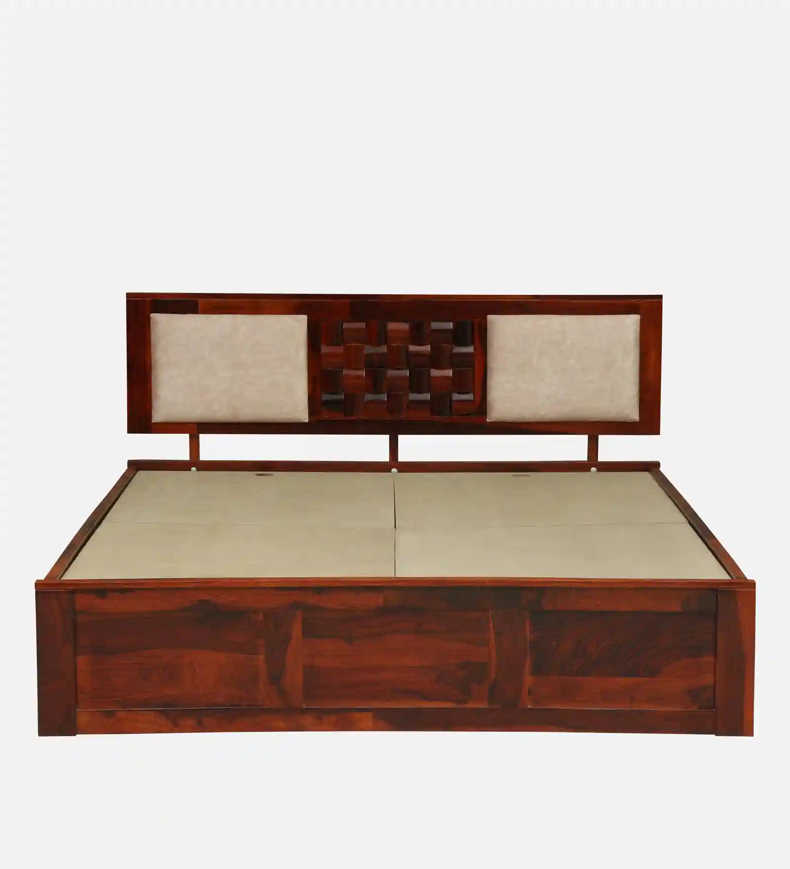 Solid wood king size bed frame with box storage