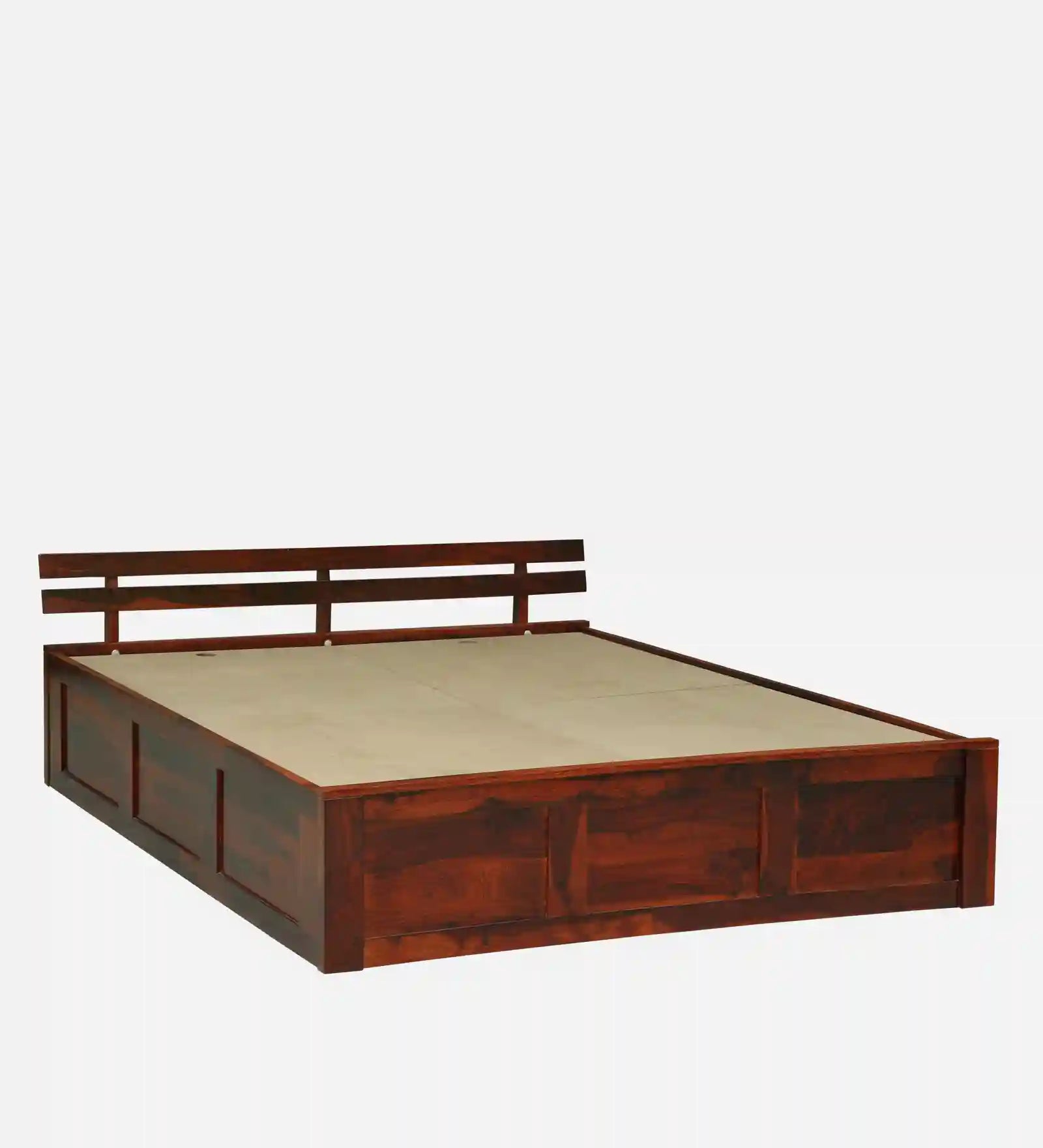 Solid wood queen size bed frame with box storage